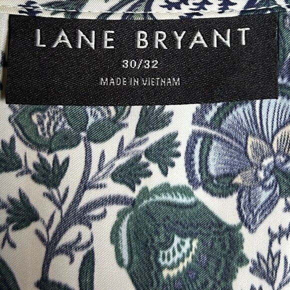 Lane Bryant Button Front Top Dark Blue Floral Womens Sz 30/32 Ruched NEW NWT - Picture 8 of 11